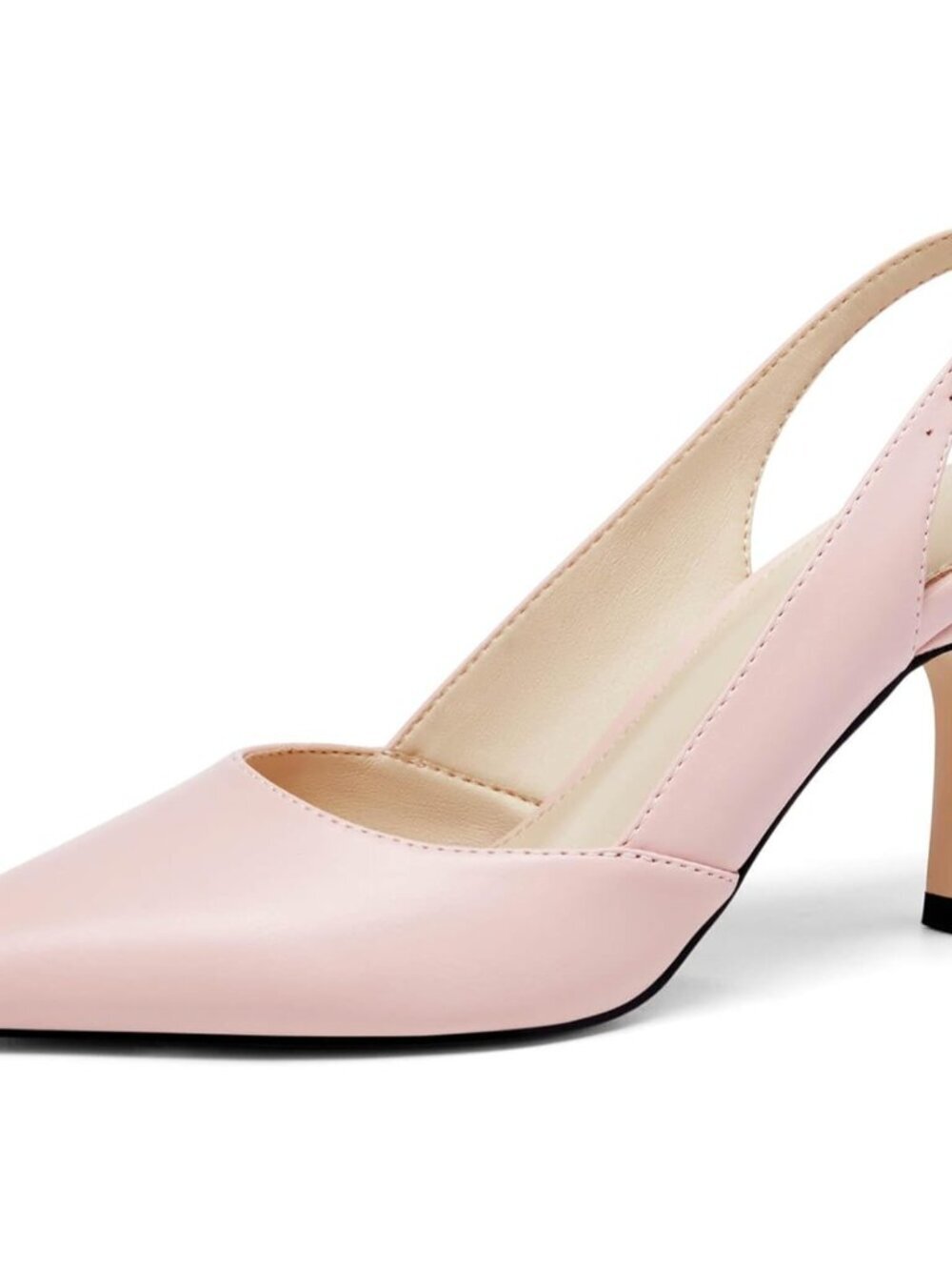 Women's Pink/pu Slingback Kitten Heels Closed Pointed Toe Pumps Shoes